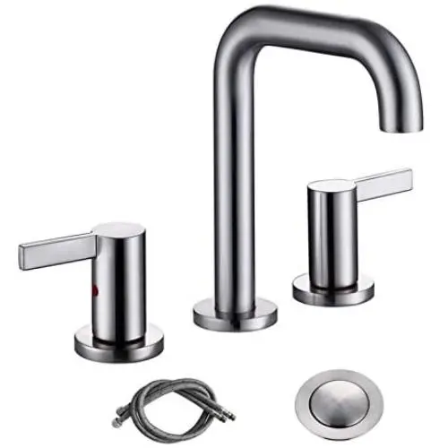 RKF Solid Brass Two Handle Widespread Bathroom Sink Faucet with METAL Pop-up Drain with overflow and CUPC Supply Hoses,CWF028-BN,Brushed Nickel RKF Solid Brass Two Handle Widespread Bathroom Sink Faucet with METAL Pop-up Drain with overflow and CUPC Supply Hoses,CWF028-BN,Brushed Nickel