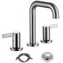 RKF Solid Brass Two Handle Widespread Bathroom Sink Faucet with METAL Pop-up Drain with overflow and CUPC Supply Hoses,CWF028-BN,Brushed Nickel