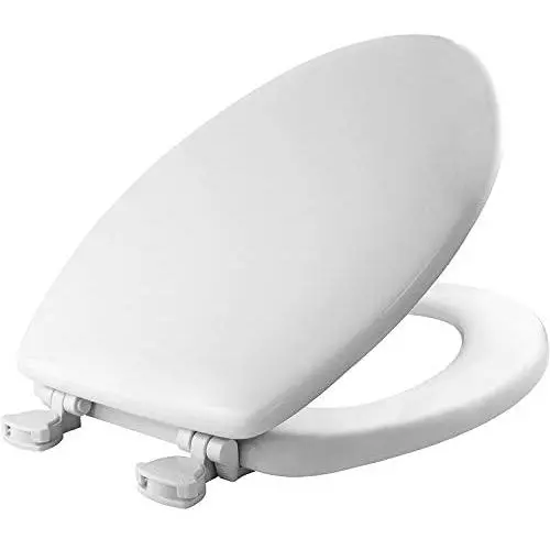 MAYFAIR 1844EC 000 Toilet Seat Easily Remove, ELONGATED, Durable Enameled Wood, White MAYFAIR 1844EC 000 Toilet Seat Easily Remove, ELONGATED, Durable Enameled Wood, White