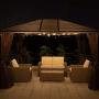 Outsunny 12’ x 10’ Steel Hardtop Canopy Patio Gazebo with Fully Enclosed Zippered Curtains & Comfortable Interior, Brown