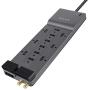 Belkin 12-Outlet Power Strip Surge Protector, 8ft Cord(3,940 Joules), Gray