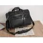 Texbo Mens Solid Full Grain Cowhide Leather Large 17 Inch Laptop Briefcase Messenger Bag Tote with YKK Zippers (Black -Calfskin Leather)