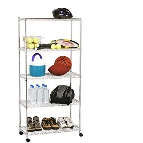 Seville Classics 5-Tier Steel Wire Shelving with Wheels, 30'' W x 14'' D x 60'' H, Plated Steel Seville Classics 5-Tier Steel Wire Shelving with Wheels, 30'' W x 14'' D x 60'' H, Plated Steel