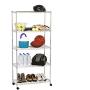 Seville Classics 5-Tier Steel Wire Shelving with Wheels, 30'' W x 14'' D x 60'' H, Plated Steel