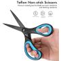 LIVINGO 2 Pack 8'' Titanium Non-Stick Scissors, Professional Stainless Steel Comfort Soft Grip, All-Purpose, Straight Office Craft Scissors for DIY(Blue/Black)
