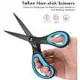 LIVINGO 2 Pack 8'' Titanium Non-Stick Scissors, Professional Stainless Steel Comfort Soft Grip, All-Purpose, Straight Office Craft Scissors for DIY(Blue/Black)