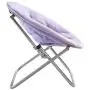 Urban Shop Super Soft Faux Fur Saucer Chair with Folding Metal Frame, Lavender
