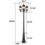 Outdoor Post Light with LED Bulbs, 3-Head Surface-Mount Post Combination, Wet Location Outdoor Street Light, LED Landscape Lamp Post Lighting for Backyard, Patio, Garden, Walkway, ETL Listed