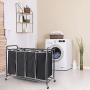 ROMOON 4 Bag Laundry Sorter Cart, Laundry Hamper Sorter with Heavy Duty Rolling Wheels for Clothes Storage, Black