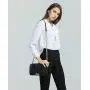Craxoo Purse Chain Strap | Metal Replacement with Faux Leather for Crossbody Bag and Shoulder Handbag | 47 Inch Long, Smooth Black Gunmetal