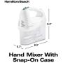 Hamilton Beach 6-Speed Electric Hand Mixer, Beaters and Whisk, with Snap-On Storage Case, White