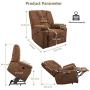 oneinmil Electric Power Lift Recliner Chair, Linen Recliners for Elderly, Home Sofa Chairs with Heat & Massage, Remote Control, 3 Positions, 2 Side Pockets and USB Ports, Chocolate