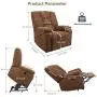 oneinmil Electric Power Lift Recliner Chair, Linen Recliners for Elderly, Home Sofa Chairs with Heat & Massage, Remote Control, 3 Positions, 2 Side Pockets and USB Ports, Chocolate