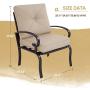 Oakmont 2 Piece Outdoor Furniture Patio Bistro Chairs Metal Dining Furniture Set, All-Weather Garden Seating Chair (Brown)