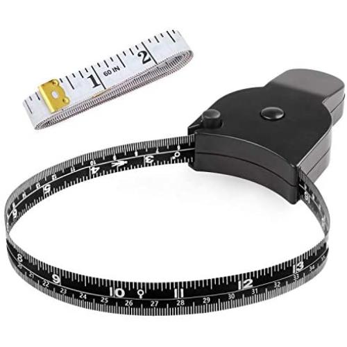 Body Measuring Tape 60 inch, Body Tape Measure, Lock Pin and Push Button Retract, Body Measurement Tape, Black