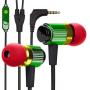 GOgroove Durable Heavy Duty Earbud Headphones (Rasta) - Ergonomic Earphones with Fiber-Reinforced Cable, Microphone, in-Line Music Button - in-Ear Noise Isolation & Rugged Metal Driver Housing