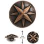 Bezelry 10 Pieces Asterisk Metal Shank Buttons. 20mm (3/4 inch) (Antique Copper)