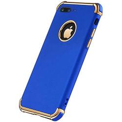 Tverghvad iPhone 8 Plus Case, Ultra Slim Flexible iPhone 8 Plus Matte Case, Styles 3 in 1 Electroplated Shockproof Luxury Cover Case for iPhone 8 Plus (Blue)