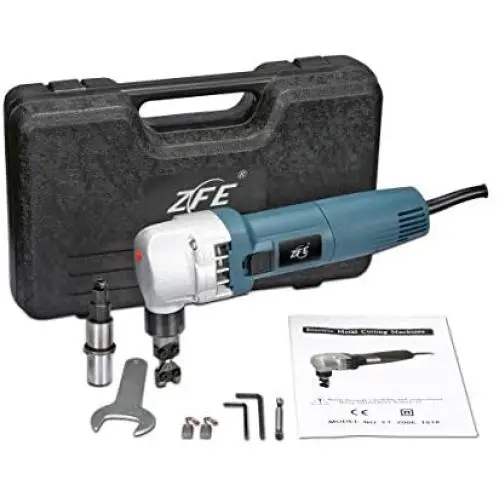 Electric Metal Nibbler, ZFE 380W Electric Sheet Steel Nibbler Metal Shear with 1700RPM High Speed Rotor for Cutting Stainless Steel, Aluminium, Plastic