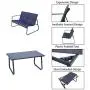 Kozyard Sofia 4 Pieces Patio/Outdoor Conversation Set with Strong Powder Coated Metal Frame, Breathable Textilence, Includes One Love Seat, Two Chairs and One Table (Navy Blue)