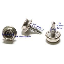 Boat Canvas Snaps 3/8'' Inch Diameter, 8 x 1/2'' Stainless Steel Screw (20pc), by Bolt Dropper.