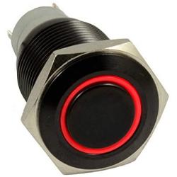 ESUPPORT 19mm 12V 5A Car Red LED Light Angel Eye Metal Push Button Toggle Switch Socket Plug Latching Black Shell