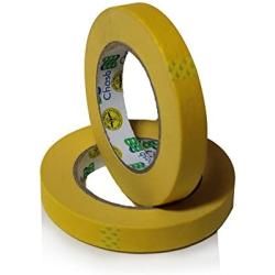 Insta Finish Performance Yellow Masking Tape (3/4 inch x 60 Yards) 1 Case of 48 Rolls - Crepe Paper Industrial Grade - Easy Release Auto Body Tape .75''