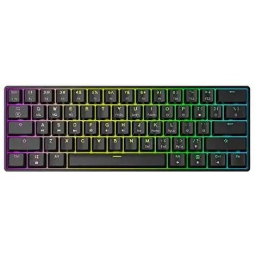 GK61 Mechanical Gaming Keyboard - 61 Keys Multi Color RGB Illuminated LED Backlit Wired Programmable for PC/Mac Gamer (Gateron Optical Black, Black)