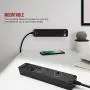 SUPERDANNY USB Surge Protector Power Strip Mountable Extension Cord Multiple Protection 5 Outlet 3 USB Port with Hook & Loop Fastener for iPhone iPad PC Home Office Travel Black