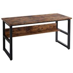 IRONCK Computer Desk 55'' with Bookshelf, Office Desk, Writing Desk, Wood and Metal Frame, Industrial Style, Study Table Workstation for Home Office Furniture