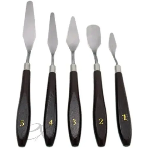 Studio 71 5-Piece Painting Knife Set – Versatile Stainless Steel and Wood Palette Paint Knife Set for Mixing Paints, Thick Paint Applications and More Studio 71 5-Piece Painting Knife Set – Versatile Stainless Steel and Wood Palette Paint Knife Set for Mixing Paints, Thick Paint Applications and More