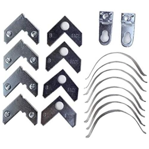 18PCS Silver Metal Photo Frame Hardware Accessories L Shaped Angle Bracket Flat Plate Fastener Tapped Corners Gasket Picture Frame Hanging Hangers Hooks Spring Clips DIY Picture Framing Tools