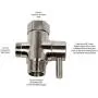 SmarterFresh Brass T-Valve Adapter Brushed Nickel Finish for Handheld Bidet - 3 Way Shut Off Valve Bidet Attachment, On Off Three Way Valve for Tee Adapter