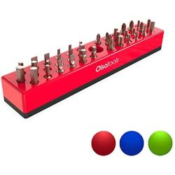 Olsa Tools Hex Bit Organizer with Strong Magnetic Base | Magnetic Hex Bit Organizer for Your Specialty, Drill or Tamper Bits (Red) | Magnetic Bit Holder | Hex Holder | Professional Grade