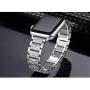 KM for Apple Watch Band 38/40mm 42/ 44mm Women Men with Three Bead Diamond Metal Stainless Steel Strap, Apple Watch Replacement Wristband Strap (Silver, 38mm/40mm)