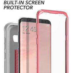YOUMAKER Kickstand Case for Galaxy S8 Plus, Full Body with Built-in Screen Protector Heavy Duty Protection Shockproof Rugged Cover for Samsung Galaxy S8 Plus 6.2 inch - Pink/Gray