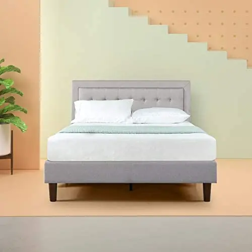 Zinus Dachelle Upholstered Platform Bed Frame / Mattress Foundation / Wood Slat Support / No Box Spring Needed / Easy Assembly, Queen Zinus Dachelle Upholstered Platform Bed Frame / Mattress Foundation / Wood Slat Support / No Box Spring Needed / Easy Assembly, Queen