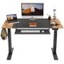 FEZIBO Dual Motor Height Adjustable Electric Standing Desk with Keyboard Tray, 48 x 24 Inch Sit Stand Table with Splice Board, Black Frame/Rustic Brown and Black Top