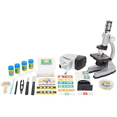 EB Trading LLC Microscope Kit with Metal Arm and Base, 6 Magnifications from 50x to 1200x, Includes 86-Piece Accessory Set and Case (5 Bonus Animal/Plant Sides) (86 - Piece Accessory Set)