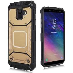 Compatible with Samsung Galaxy A6 2018, Feather Light Aluminum Metal Rugged Cover, Defender Case for Samsung Galaxy A6 SM-A600A 2018 [Value Bundle] (Gold)