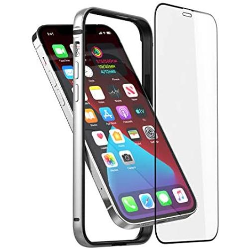 Slim Thin Phone Case Compatible with iPhone 12 Pro Max, Metal Bumper Cover with Soft TPU Inner [No Signal Interference][Support Wireless Charging] Compatible for iPhone 12 Pro Max, Silver