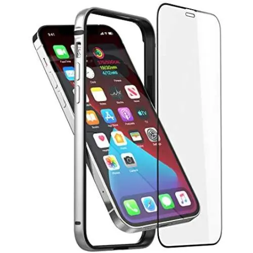 Slim Thin Phone Case Compatible with iPhone 12 12 Pro, Metal Bumper Cover with Soft TPU Inner [No Signal Interference][Support Wireless Charging] Compatible for iPhone 12 12 Pro, Silver