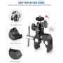 SMALLRIG Super Clamp Mount with Mini Ball Head Mount Hot Shoe Adapter with 1/4 Screw for LCD Field Monitor, LED Lights, Flash, Microphone, Gopro, Action Cam - 1124