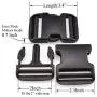 SGH Pro Extra Thick Military Grade Dual Adjustable Quick Side Release Buckles Clips Snaps 2'' Wide 2 Pack No Sewing Heavy Duty Plastic Replacement for Nylon Strap Webbing Boat Cover Backpack Fanny Pack