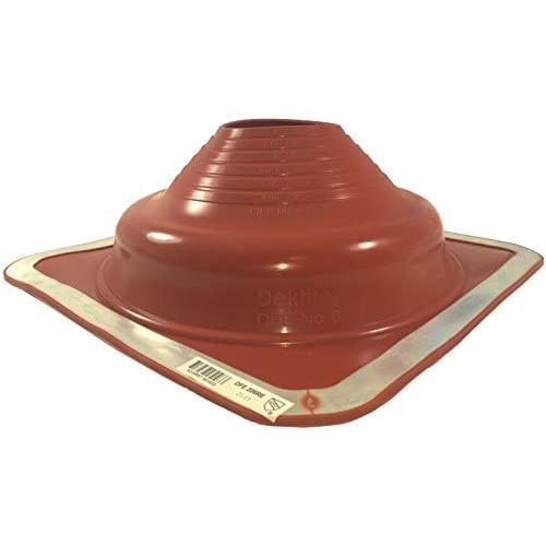 Dektite Premium #6 Red Silicone Metal Roof Pipe Flashing, High Temp, Square Base, Pipe OD 5'' to 9''