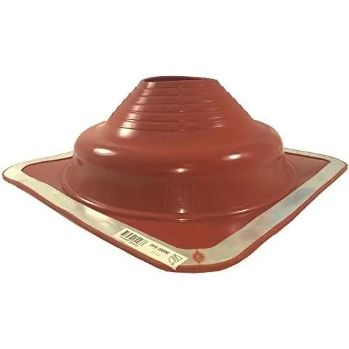 Dektite Premium #6 Red Silicone Metal Roof Pipe Flashing, High Temp, Square Base, Pipe OD 5'' to 9''