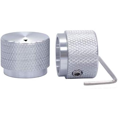 Taiss/ 2pcs Silver Color Aluminum Rotary Electronic Control Potentiometer Knob for 6 mm Diameter Shaft, Volume Control Knobs, Audio knob, Guitar Knobs，Switch Knob, 20mm Dia. x 15.5mm Height
