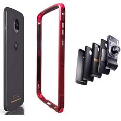 Moto Z4 Case Bumper,Compatible Moto Mods Dngn Luxury [Aluminum Metal Frame Cover] [4 Corner TPU Shockproof] for Motorola Moto Z4/z4 Play (Red)