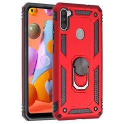 SWP for Samsung Galaxy A11 Case(US Version),Dual Layer Shock-Absorption Armor Cover,Full-Body Protective Case with Metal Ring Holder Kickstand for A11 (red)