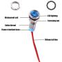 smseace 5PCS Blue DC/AC12V-24V Energy Saving 1/4‘’ Indicator Light Mounting Hole 6mm with 150mm Cable Length Metal Waterproof LED Indicator Light DQ-6P-B-12